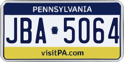 PA license plate JBA5064