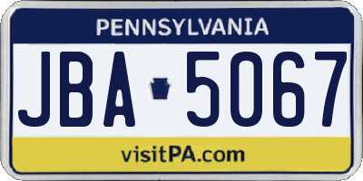 PA license plate JBA5067