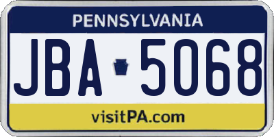 PA license plate JBA5068