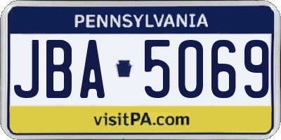 PA license plate JBA5069