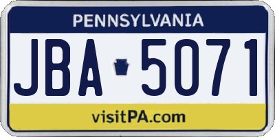 PA license plate JBA5071