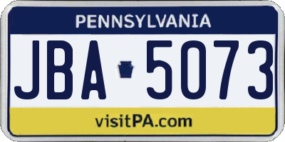 PA license plate JBA5073