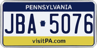 PA license plate JBA5076