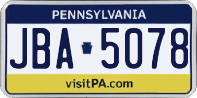 PA license plate JBA5078