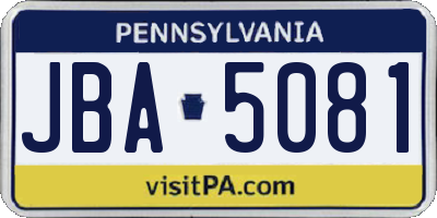 PA license plate JBA5081