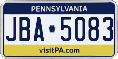 PA license plate JBA5083