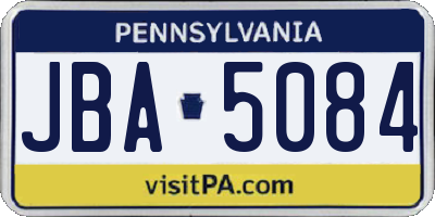 PA license plate JBA5084