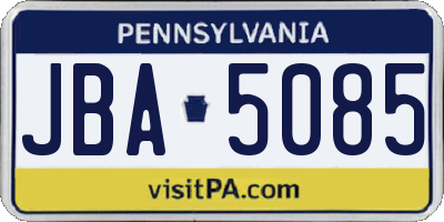 PA license plate JBA5085