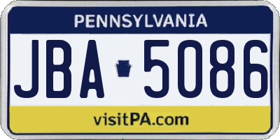 PA license plate JBA5086