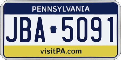 PA license plate JBA5091