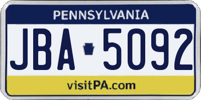 PA license plate JBA5092