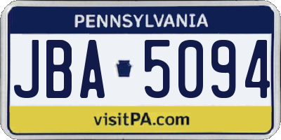 PA license plate JBA5094