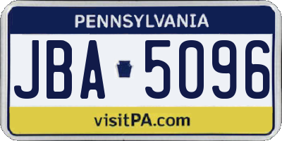 PA license plate JBA5096