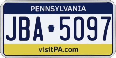 PA license plate JBA5097