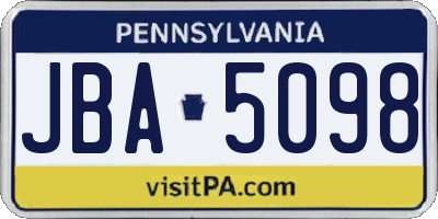 PA license plate JBA5098