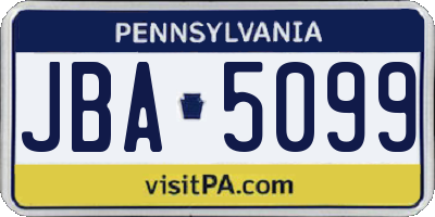 PA license plate JBA5099