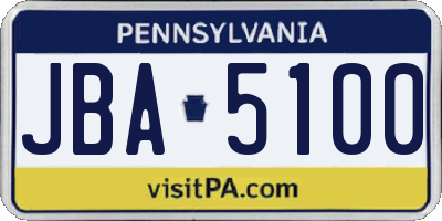 PA license plate JBA5100