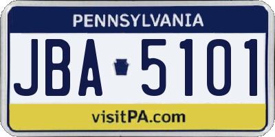 PA license plate JBA5101