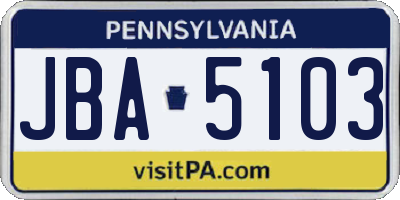 PA license plate JBA5103