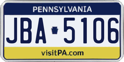 PA license plate JBA5106