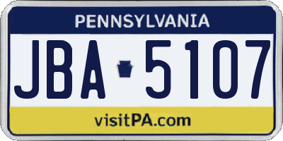 PA license plate JBA5107