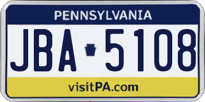 PA license plate JBA5108