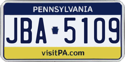 PA license plate JBA5109