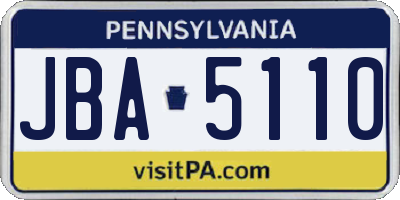 PA license plate JBA5110