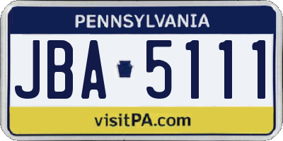 PA license plate JBA5111