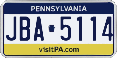 PA license plate JBA5114