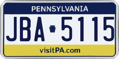 PA license plate JBA5115