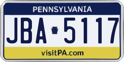 PA license plate JBA5117