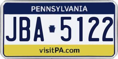 PA license plate JBA5122