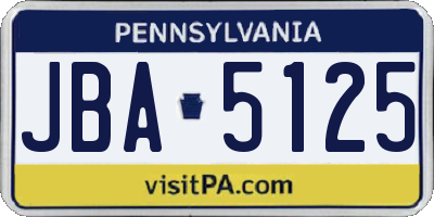 PA license plate JBA5125