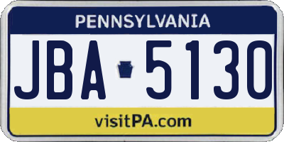 PA license plate JBA5130