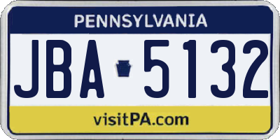 PA license plate JBA5132