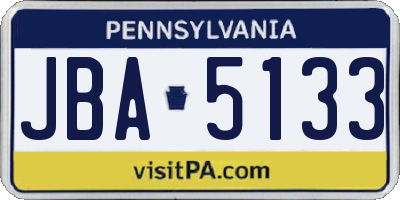 PA license plate JBA5133