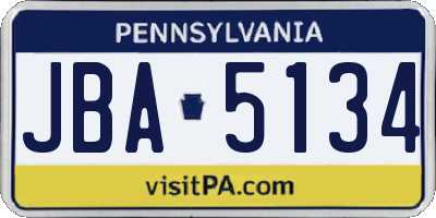 PA license plate JBA5134