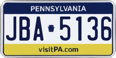 PA license plate JBA5136