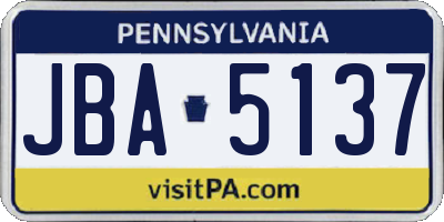 PA license plate JBA5137