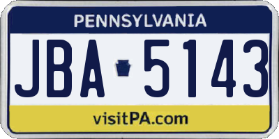 PA license plate JBA5143