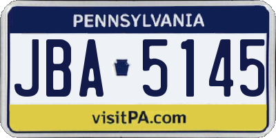 PA license plate JBA5145