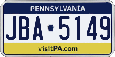 PA license plate JBA5149