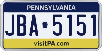 PA license plate JBA5151