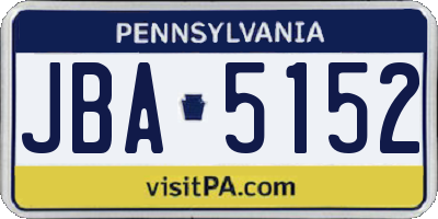 PA license plate JBA5152