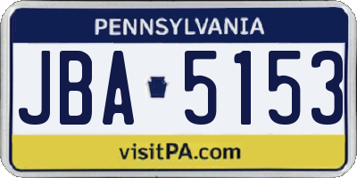 PA license plate JBA5153