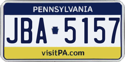 PA license plate JBA5157