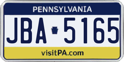 PA license plate JBA5165