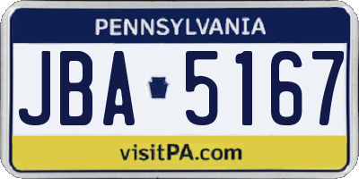 PA license plate JBA5167