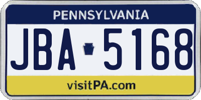 PA license plate JBA5168